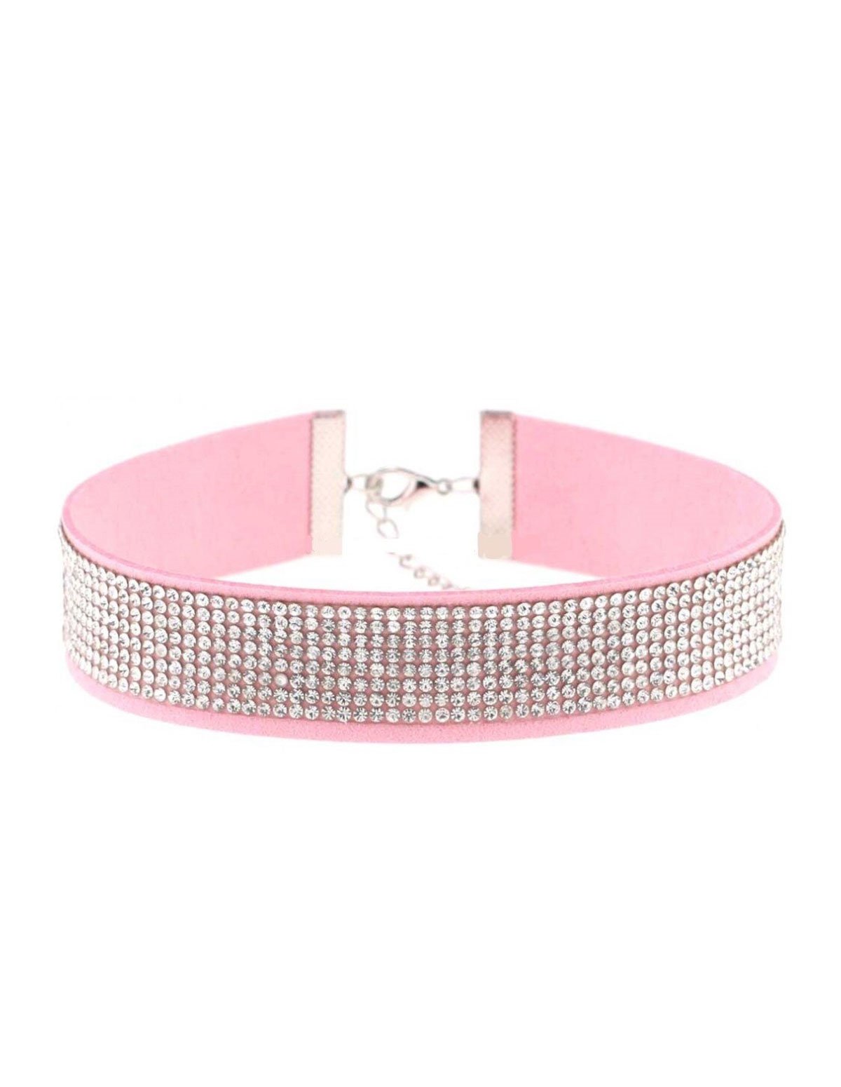 alternate image for Pink Velvet Rhinestone Collar