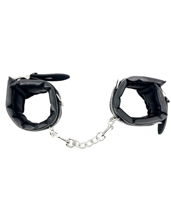 Lovers Pain Padded Handcuffs ALT4 view Color: BK
