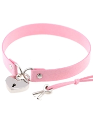 Additional  view of product PINK COW HIDE COLLAR WITH HEART LOCK with color code LP