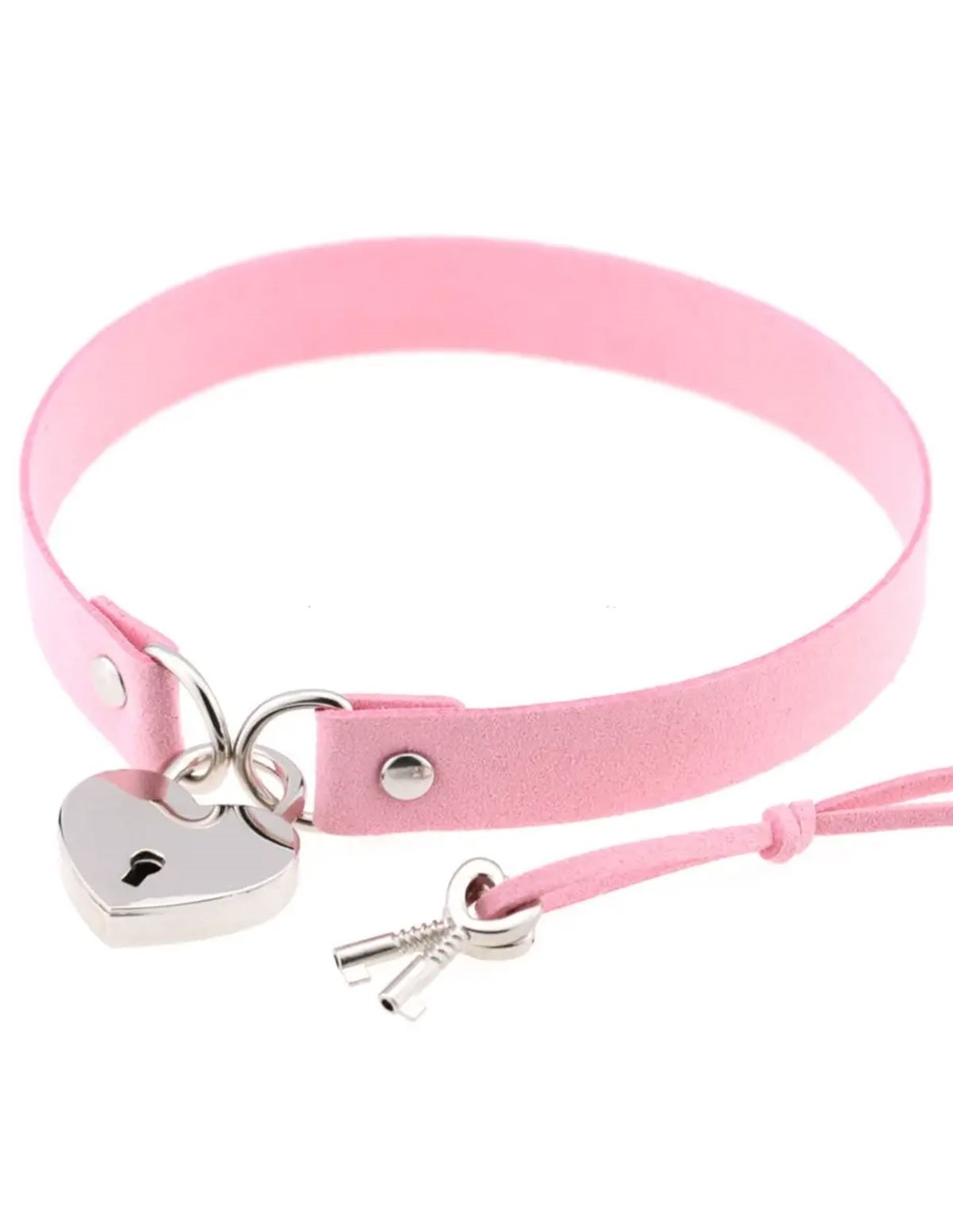 alternate image for Pink Cow Hide Collar With Heart Lock