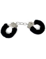 Front view of LOVERS PAIN - METAL FAUX FUR HANDCUFFS