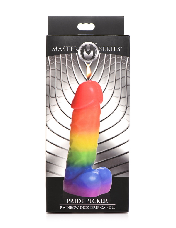 Pride Pecker Rainbow Drip Candle ALT2 view Color: RW