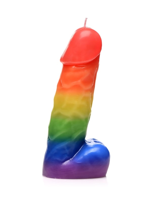 Pride Pecker Rainbow Drip Candle default view Color: RW