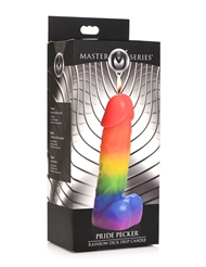 Alternate back view of PRIDE PECKER RAINBOW DRIP CANDLE