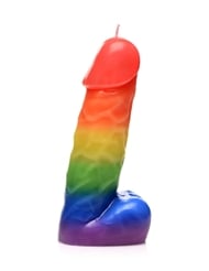 Alternate front view of PRIDE PECKER RAINBOW DRIP CANDLE