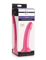 Alternate back view of G-TASTIC 7IN PINK METALLIC SILICONE DILDO