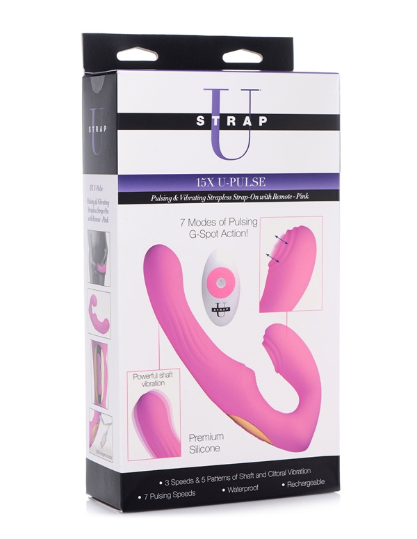 15X Pulsing & Vibrating Strapless Strap-On W/Remote ALT12 view Color: PK