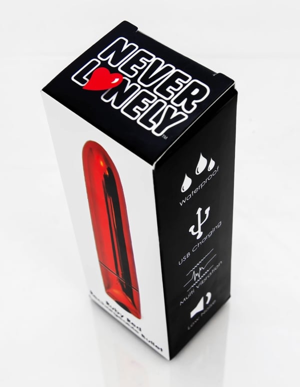 Never Lonely Ruby Red Rechargeable Bullet ALT6 view Color: RD