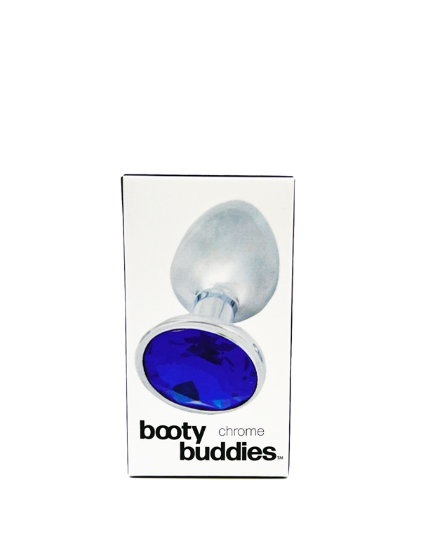 Booty Buddies - Chrome Plug With Blue Gem ALT2 view Color: BL