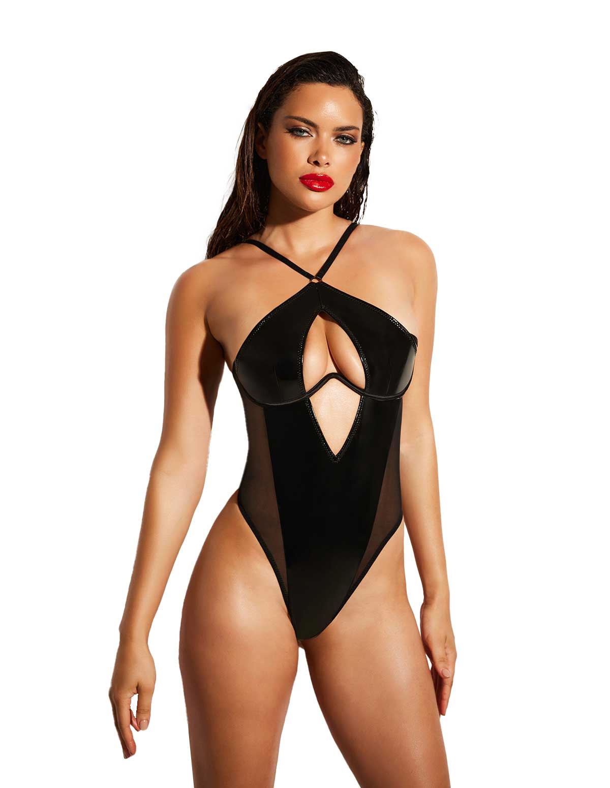 alternate image for FANTASY UNLINED MONOWIRE VINYL TEDDY