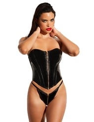 Front view of RIDER VINYL BUSTIER WITH ZIPPER CLOSURE