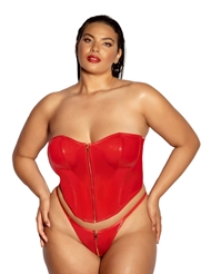 Front view of RIDER PLUS SIZE VINYL BUSTIER WITH ZIPPER CLOSURE