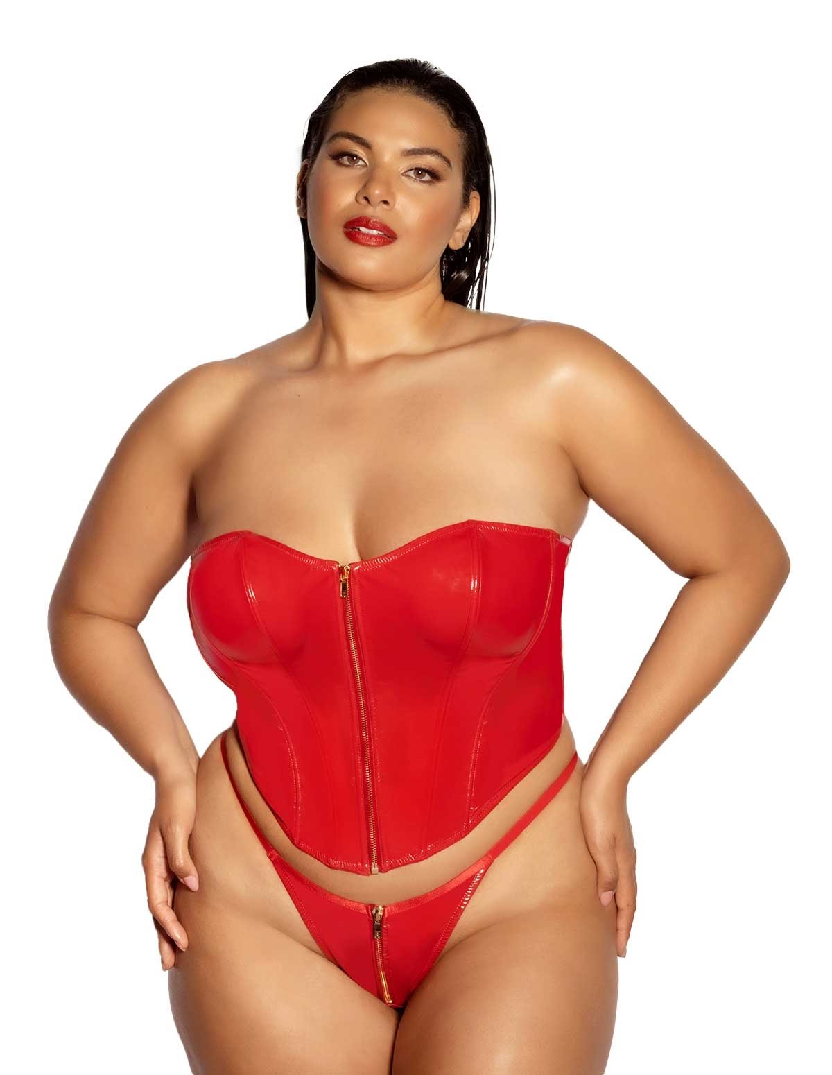alternate image for Rider Plus Size Vinyl Bustier With Zipper Closure
