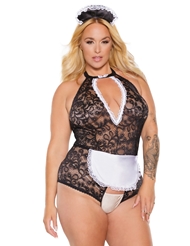 Additional  view of product DIRTY MAID PLUS SIZE CROTCHLESS TEDDY with color code BW