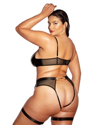 Alternate back view of FATALE VINYL BRA AND GARTER PANTY