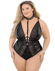 Additional  view of product TALK DIRTY PLUS SIZE HARNESS TEDDY with color code BK