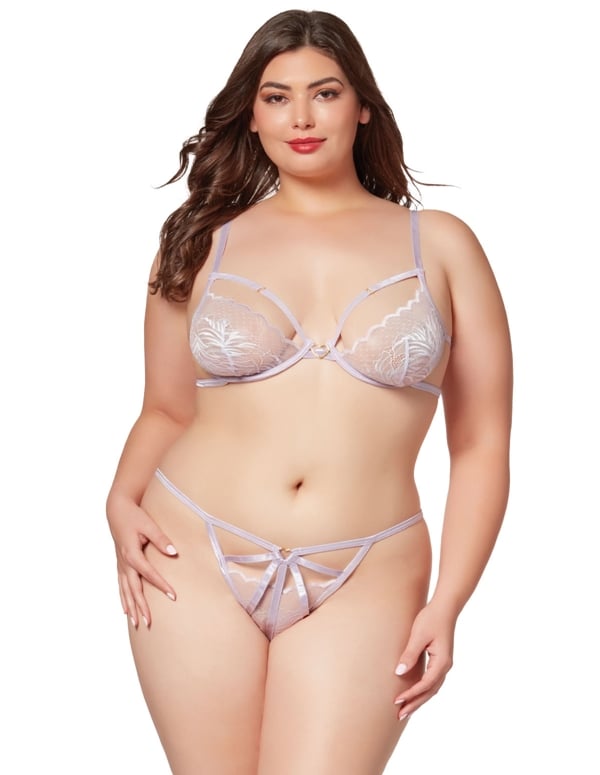House Of Hearts Plus Size Demi Cup Bra And Thong default view Color: LV