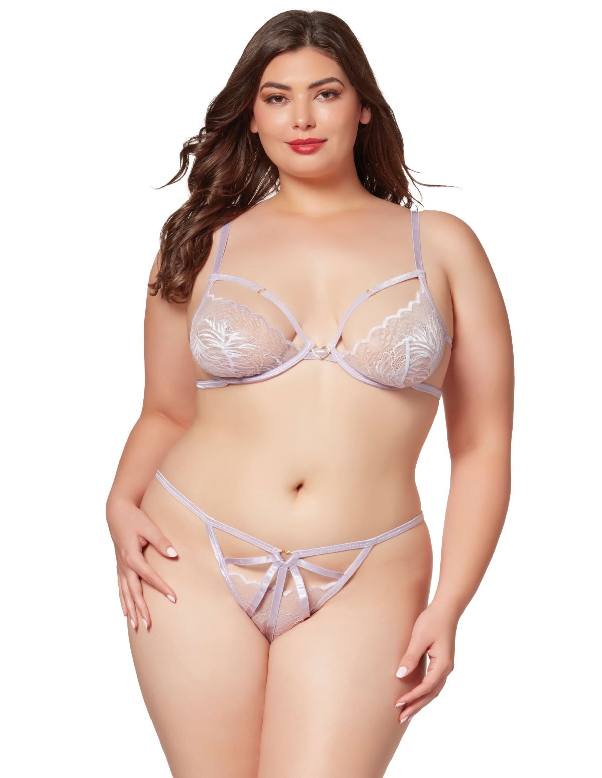 alternate image for House Of Hearts Plus Size Demi Cup Bra And Thong