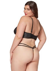 Alternate back view of MIDNIGHT LOVE 2PC PLUS SIZE VEGAN LEATHER BRA AND THONG SET