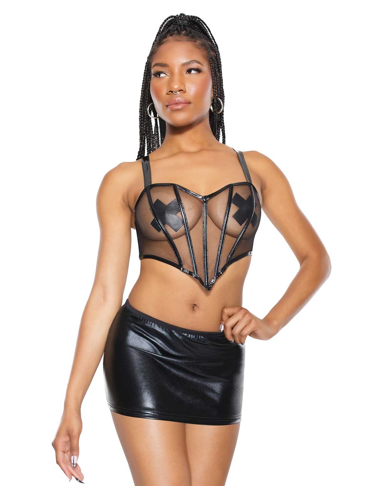alternate image for Domineering Cropped Sheer Corset