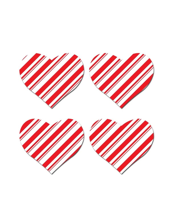 Pastease Candy Cane Heart Pasties default view Color: RWH