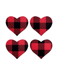 Alternate back view of PASTEASE BUFFALO PLAID HEART PASTIES