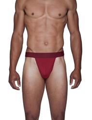 Front view of WOOD JOCK STRAP - BURGUNDY