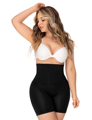 Front view of HIGH WAIST LOW COMPRESSION SEAMLESS SHORT - BLACK