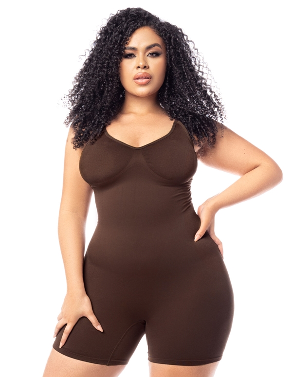 Low Compression Seamless Full Bodysuit - Cocoa ALT2 view Color: CHO