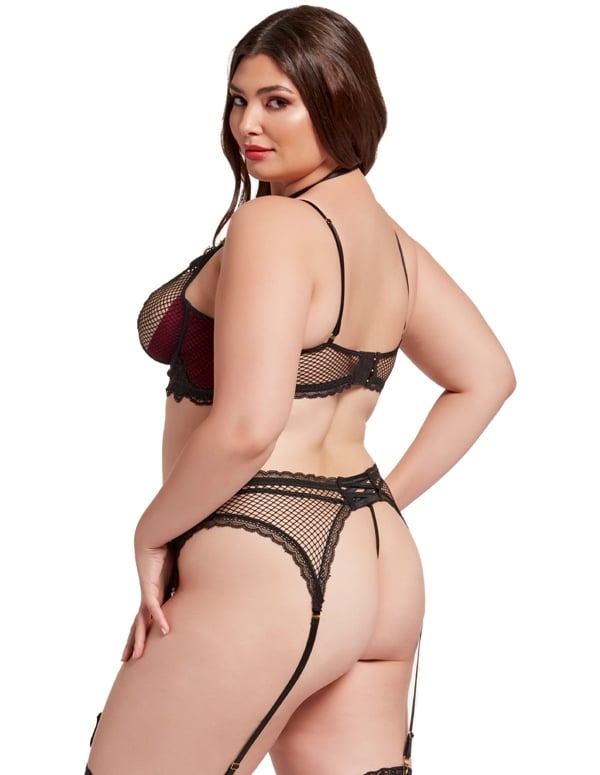Nothing But Net 3Pc Plus Size Bra And Garter Set ALT1 view Color: WN
