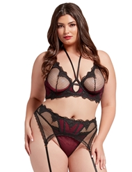 Additional  view of product NOTHING BUT NET 3PC PLUS SIZE BRA AND GARTER SET with color code WN