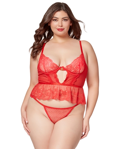 THE TEMPTRESS RED PLUS SIZE CAMIDOLL AND PANTY SET - 11482X-RED-06000
