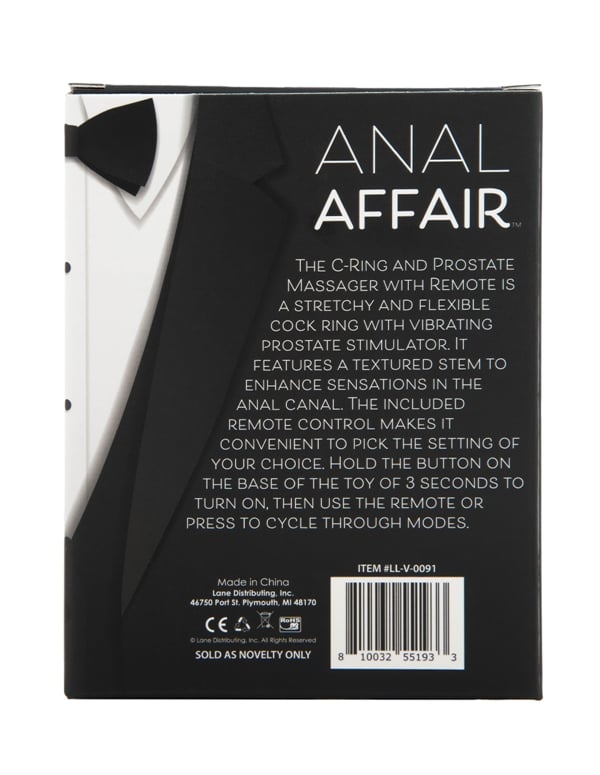 Anal Affair - C-Ring And Prostate Massager W/Remote ALT5 view Color: BK