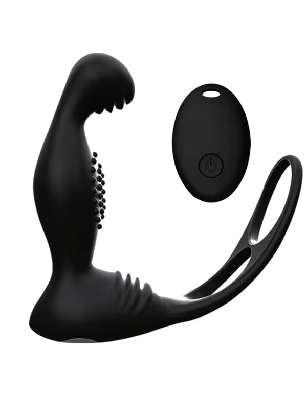 Anal Affair - C-Ring And Prostate Massager W/Remote default view Color: BK
