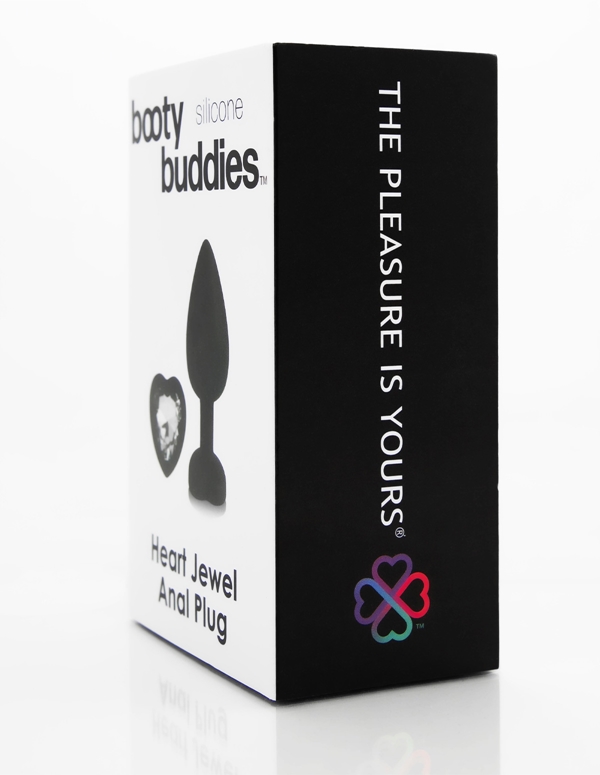 Booty Buddies - Silicone Heart Jewel Anal Plug ALT5 view Color: BK