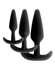Front view of BOOTY BUDDIES SILICONE 3PC ANAL PLUG SET