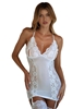 Additional WHITE view of product KILLER LEGS INFATUATING FLORAL FISHNET BODYSTOCKING W/ THONG with color code WH