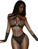 Additional BLACK view of product KILLER LEGS RHINESTONE FISHNET 2PC SET with color code BK