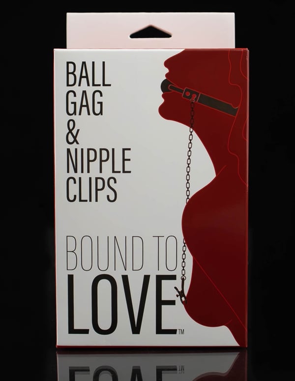 Bound To Love Ball Gag & Nipple Clips ALT2 view Color: BK