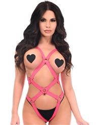 Front view of STRETCH BODY HARNESS TEDDY