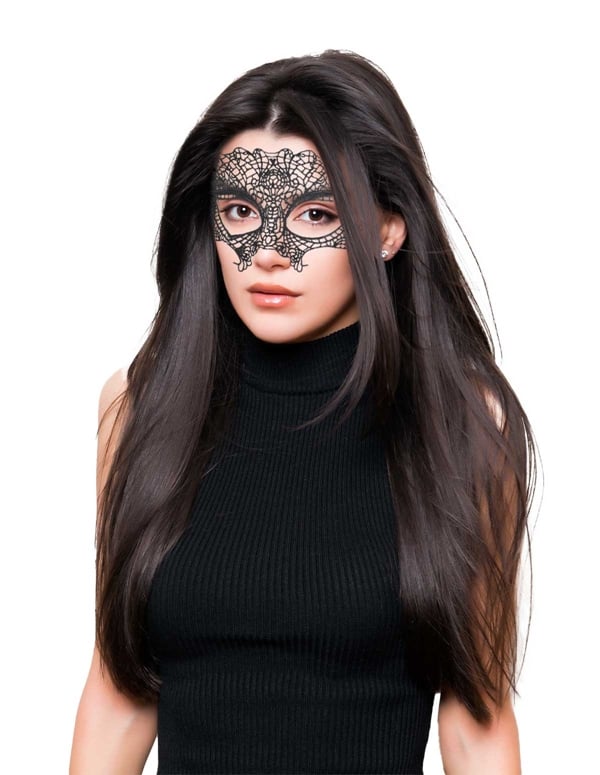 Bound To Love Selena Black Lace Eye Mask ALT1 view Color: BK