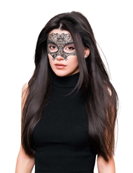 Alternate back view of BOUND TO LOVE SELENA BLACK LACE EYE MASK