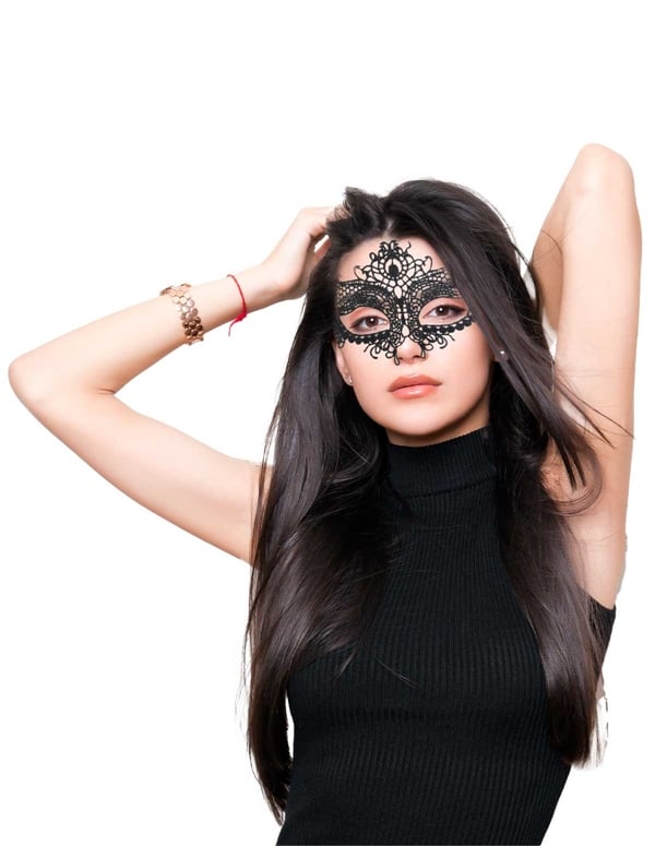 Bound To Love Lilith Black Lace Eye Mask ALT1 view Color: BK