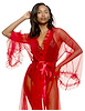 Additional TANGO RED view of product VEIL TULLE RUFFLE FLOOR LENGTH ROBE with color code TGR