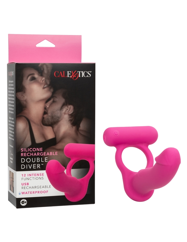 SILICONE RECHARGEABLE DOUBLE DIVER C-RING ALT13 view Color: PK