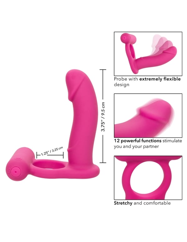 SILICONE RECHARGEABLE DOUBLE DIVER C-RING ALT3 view Color: PK