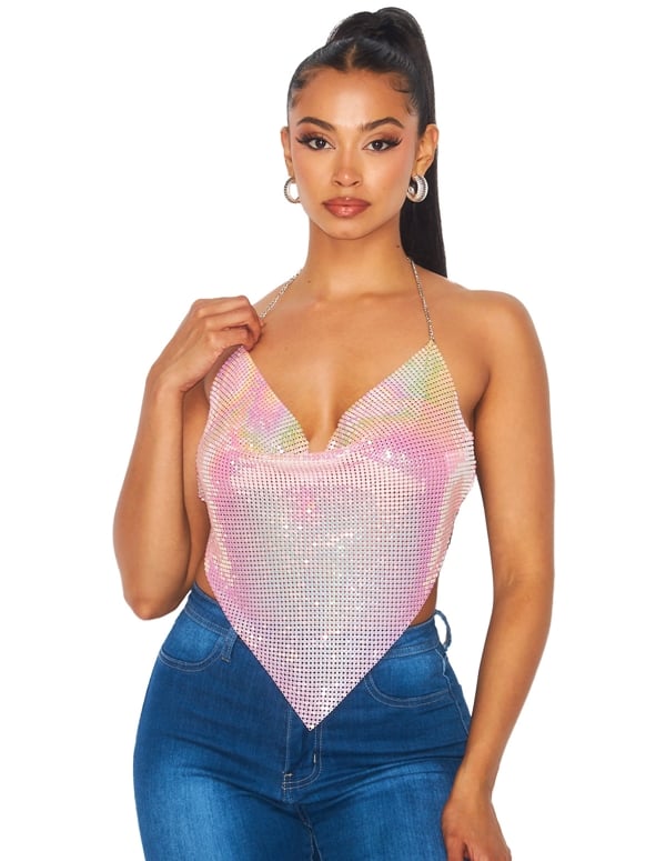 Holographic Chainmail Top default view Color: PK
