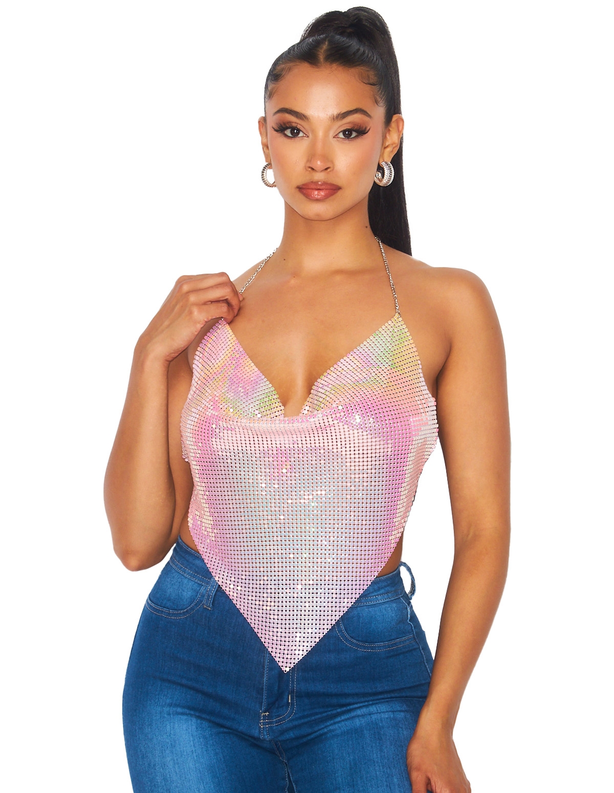 alternate image for Holographic Chainmail Top