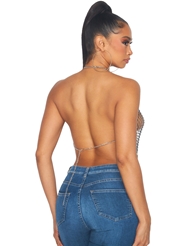 Alternate back view of RHINESTONE NET AND CHAIN CROP TOP