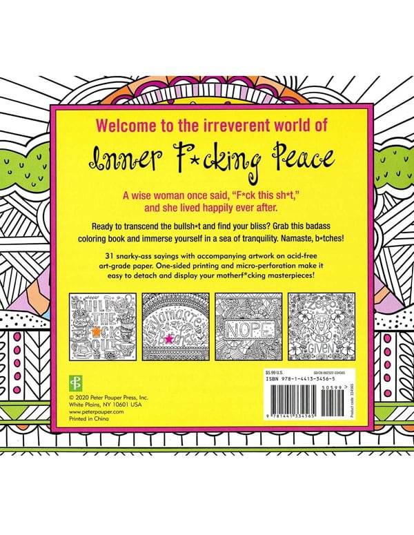 Inner F*Cking Peace Coloring Book ALT1 view Color: NC